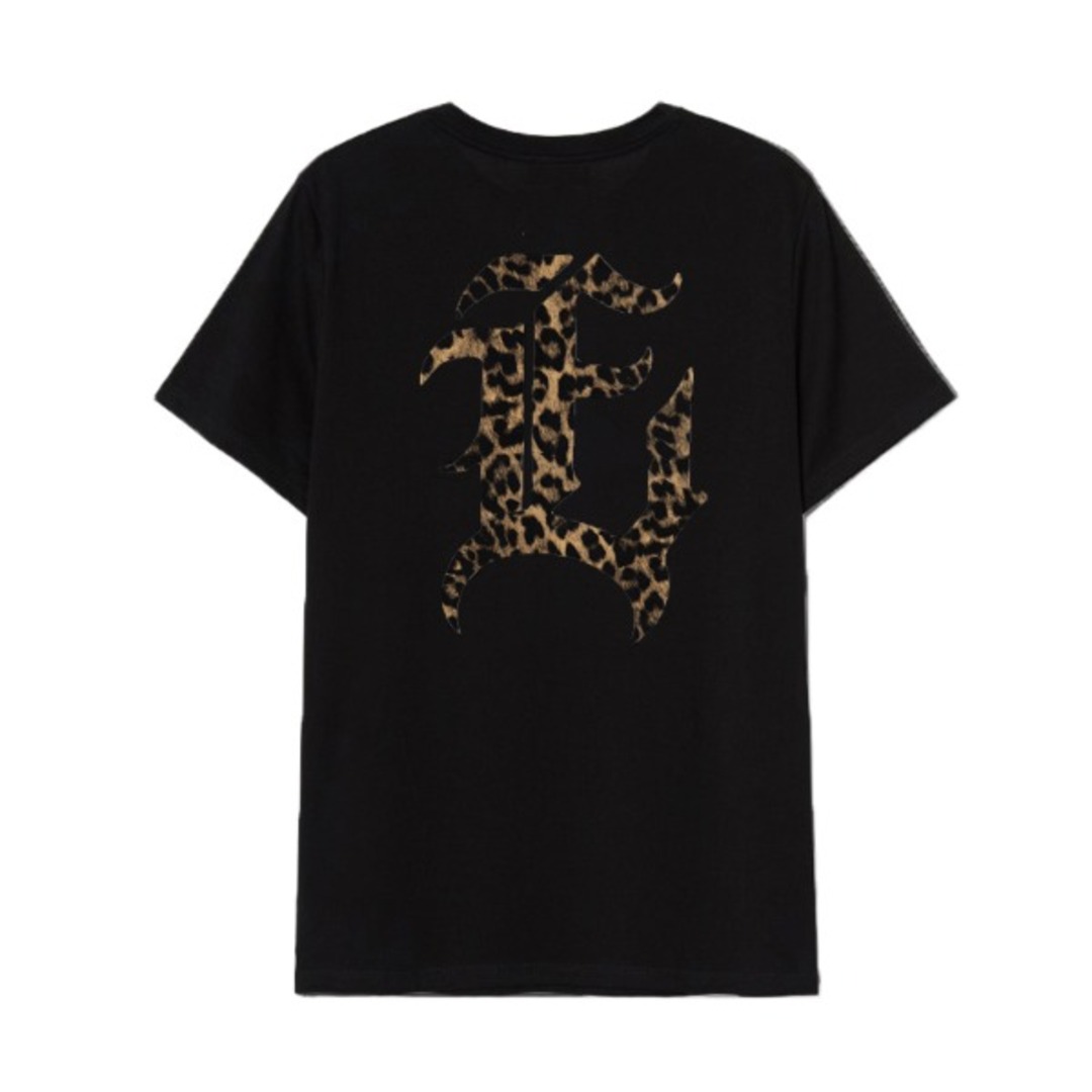 [에잇볼륨] EV E 엠블램 레오파드 오버핏 반팔 티셔츠 (블랙)