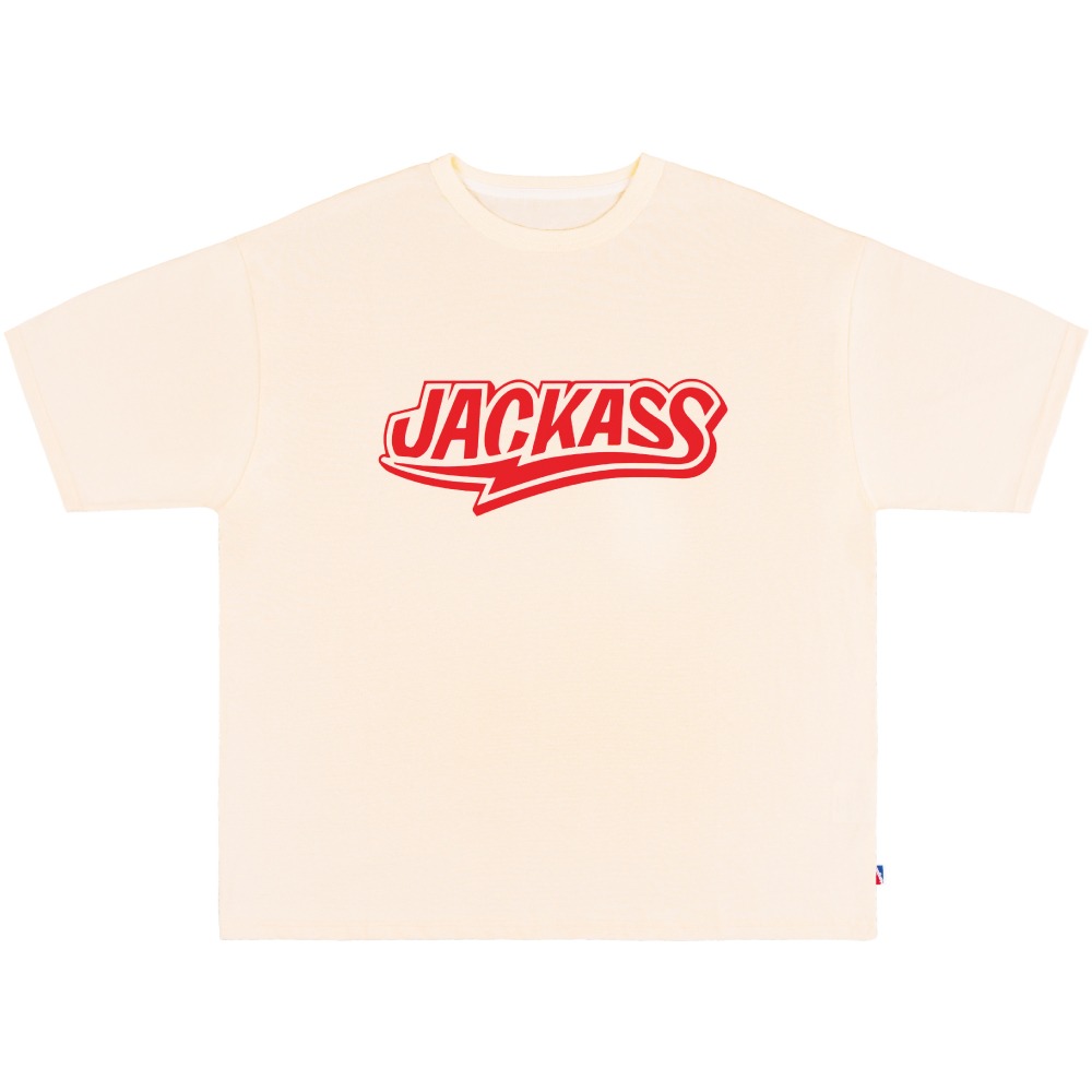 [행아웃]X Jackass DON&#039;T GROW UP, LET&#039;S Hangout Wide T-shirt (Cream)
