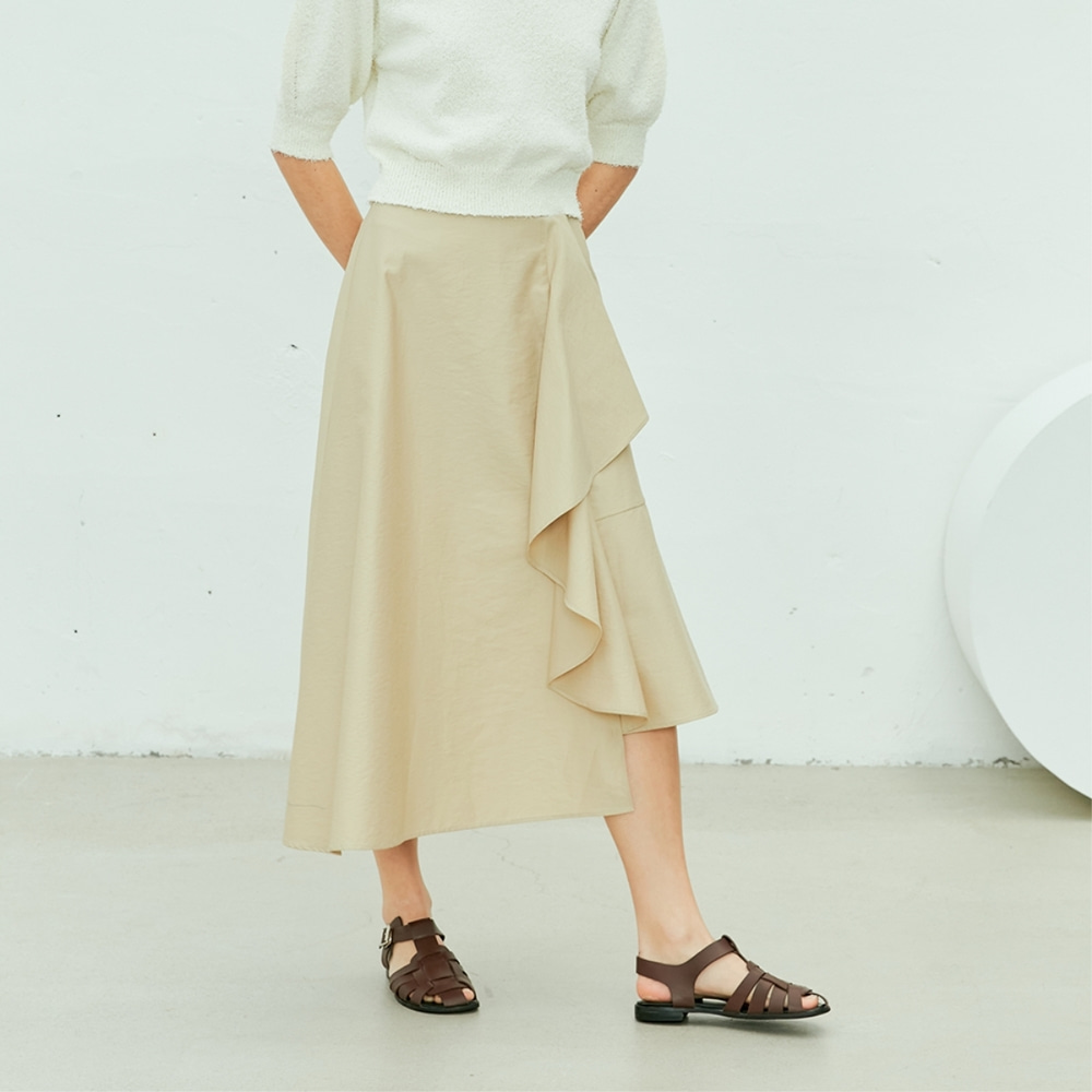 [니어앤디어] Flare asymmetric long skirt_BE