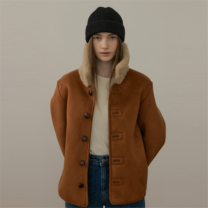 [블랭크03] wool shearing reversible half coat (beige)