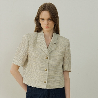 [블랭크03] summer tweed jacket (light beige)