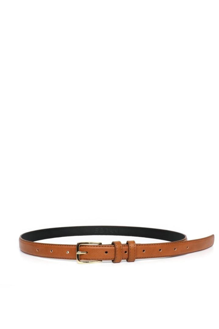 [블리온느] Basic Leather Belt - brown (gold)