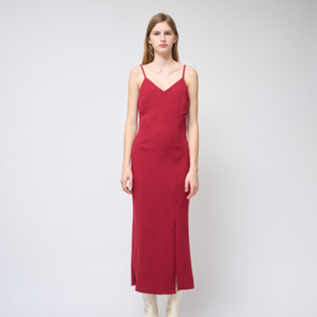 [320쇼룸]Feminine Sleeveless Slit Long dress Red