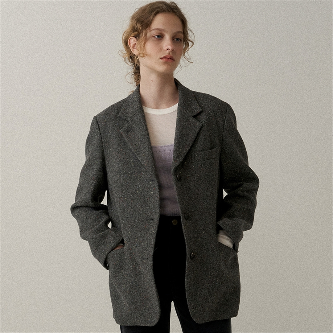 [블랭크03] wool overfit single jacket (grey)