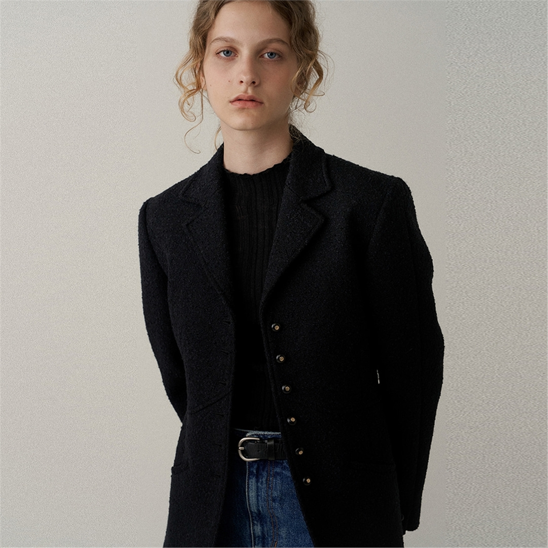 [블랭크03] wool boucle tweed jacket (black)