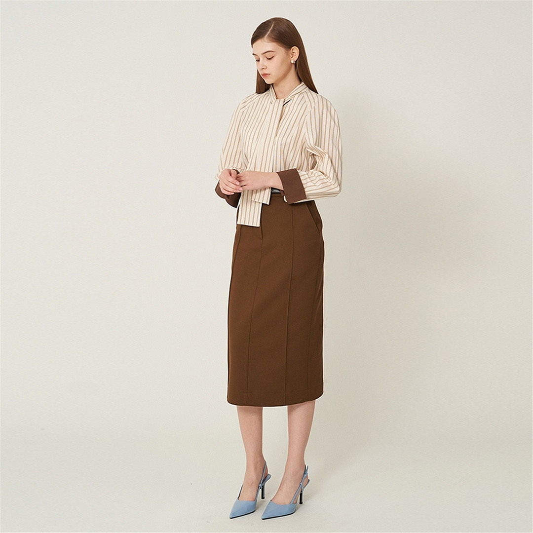 [에프코코로미즈] classic pintuck skirt BR