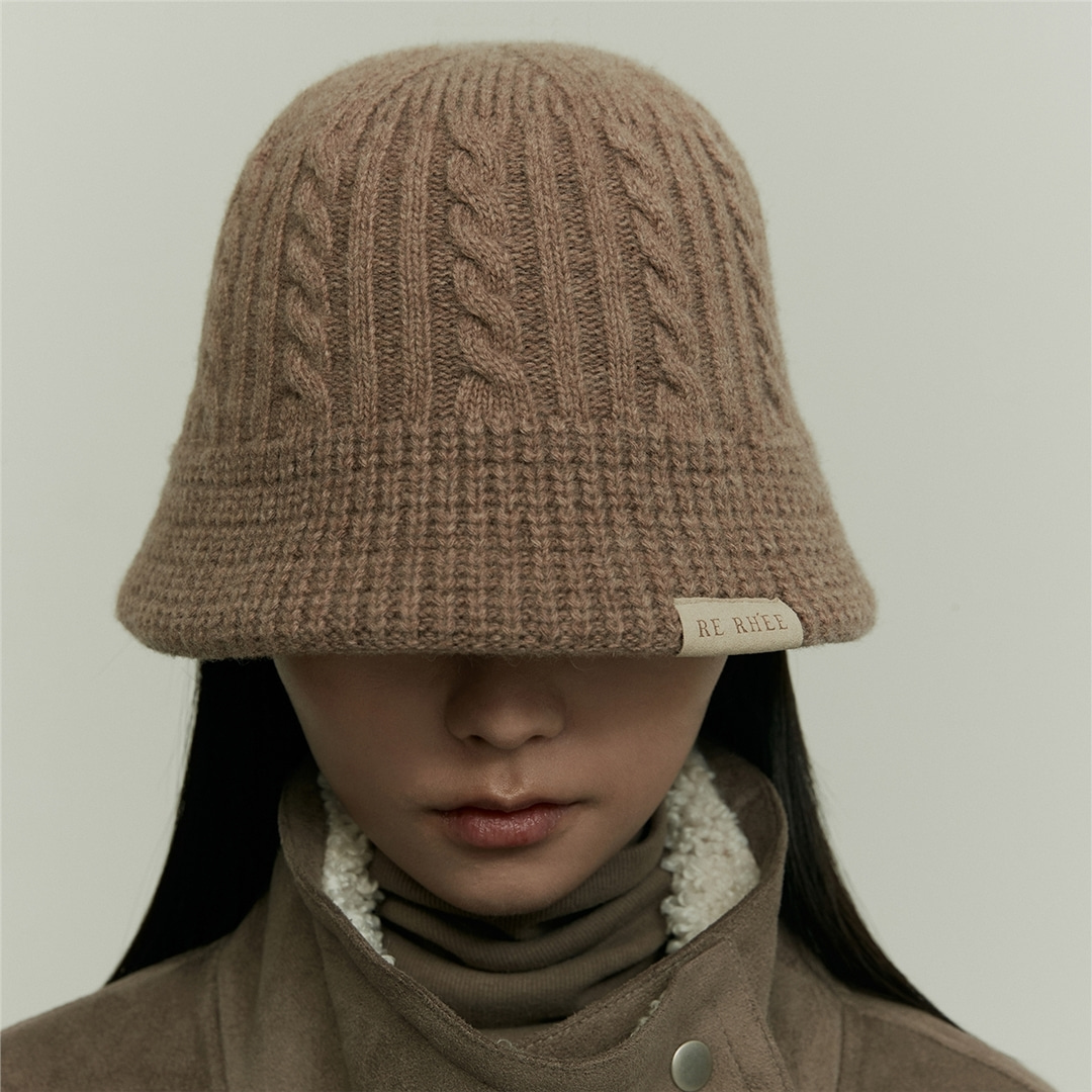 [N][리이] CABLE KNIT WOOL BLEND HAT HAZELNUTS
