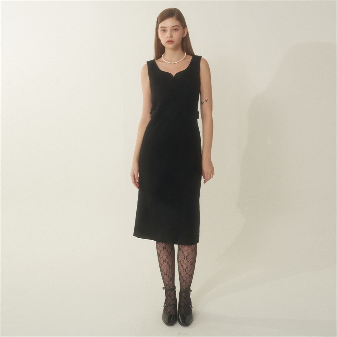 [에프코코로미즈] Anna classic wool long dress BK