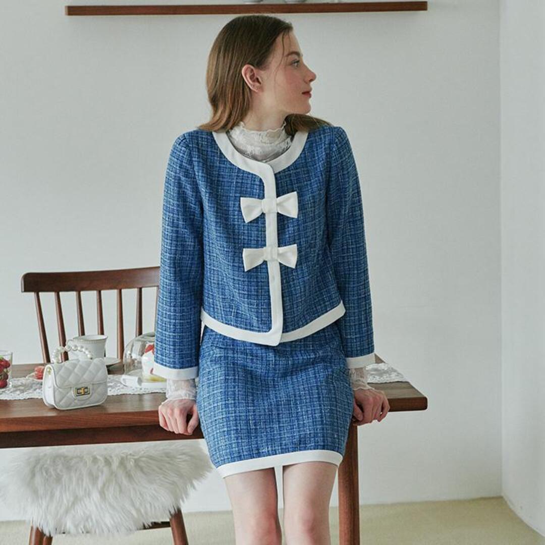 [루루슈] Bling Tweed Set Up - BLUE