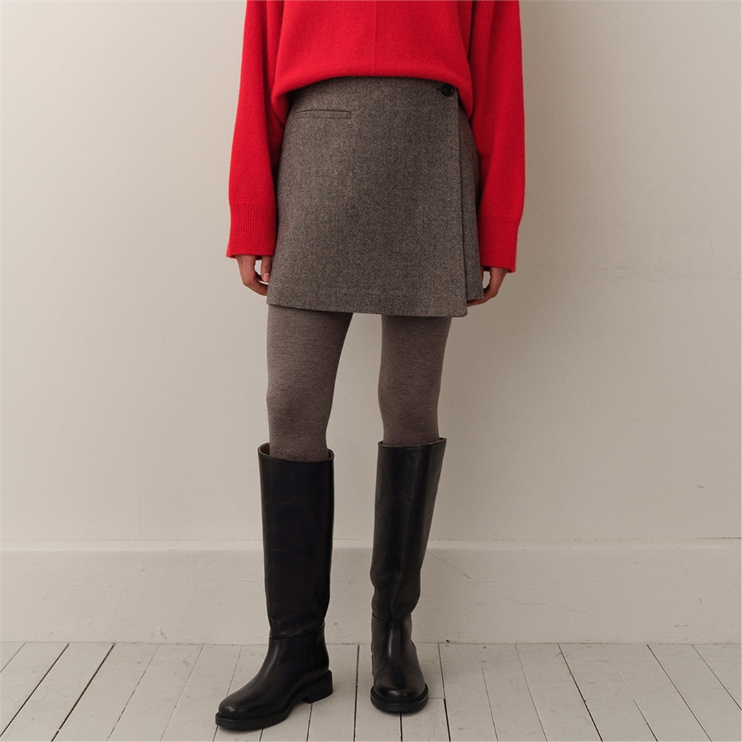 [블랭크03] wool wrap mini skirt (light brown)