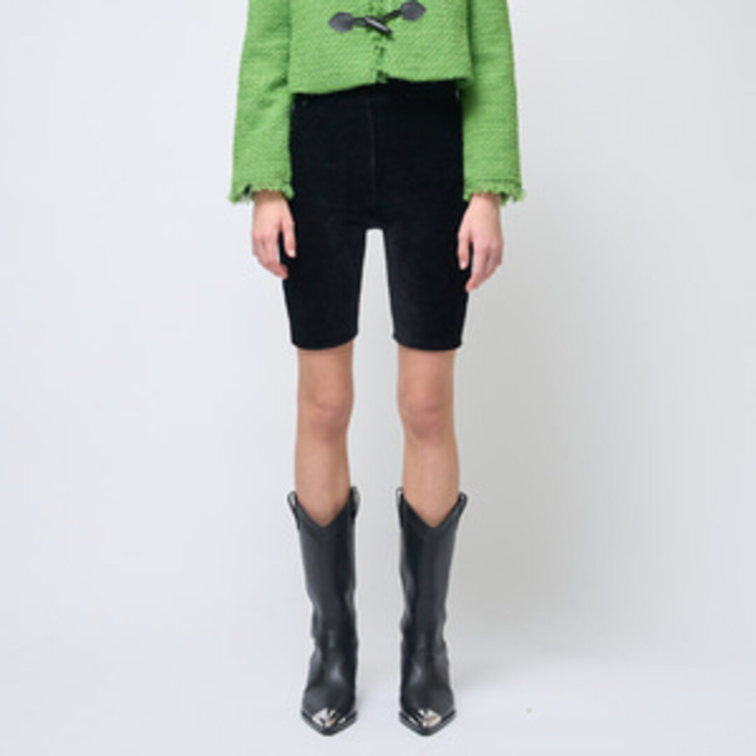 [320쇼룸]Modal velour Ribbed Biker shorts Black