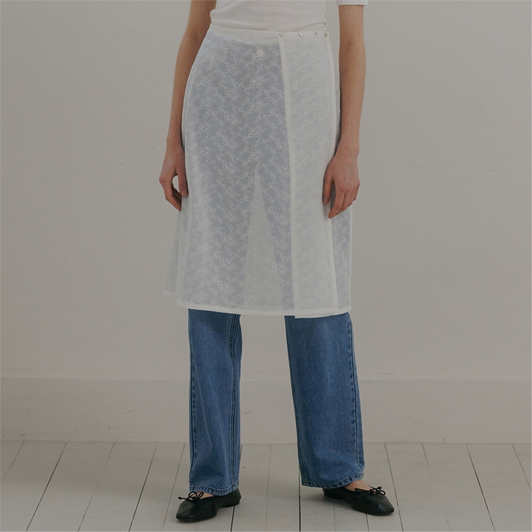 [블랭크03] lace wrap skirt (white)