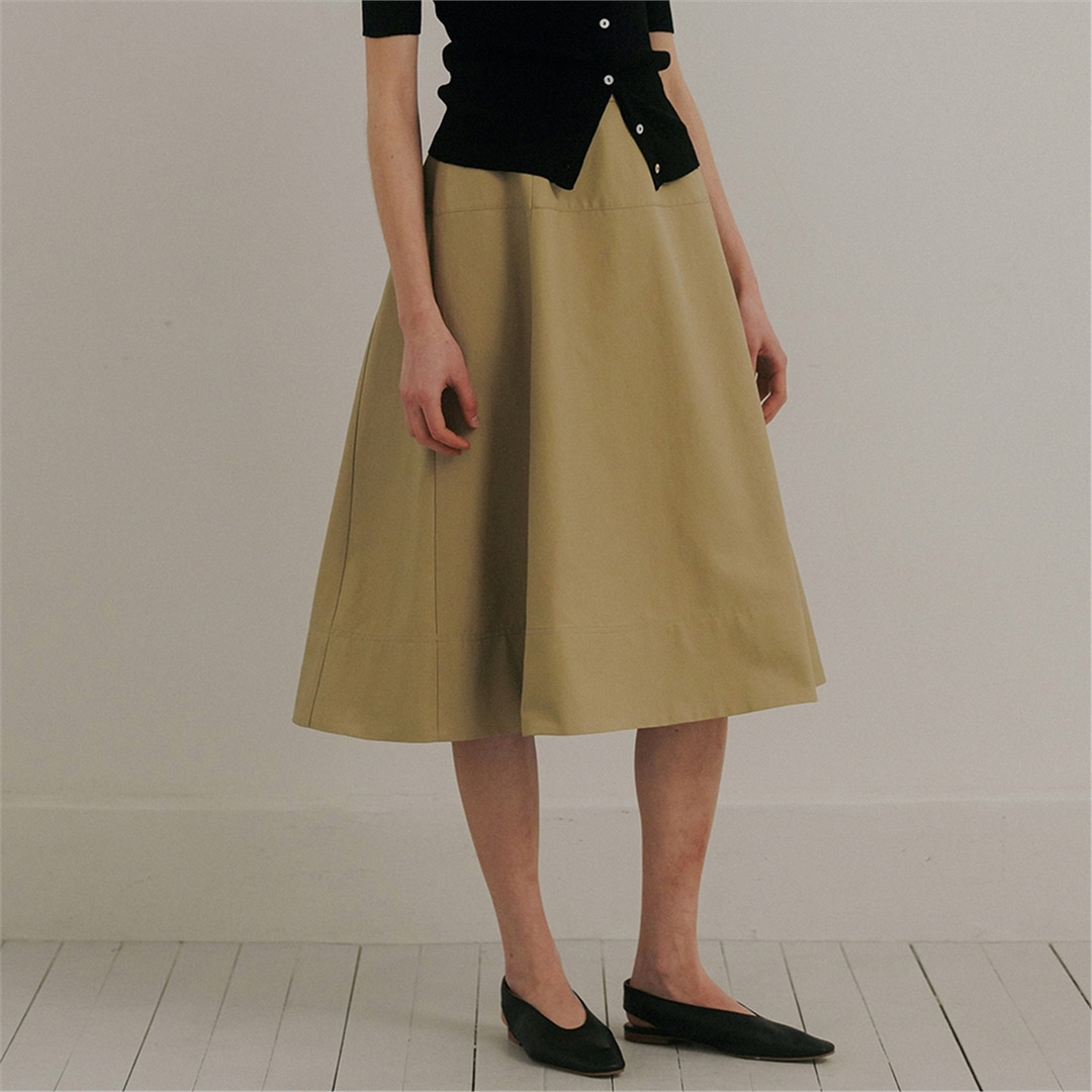 [블랭크03] structured cotton blend skirt (beige)