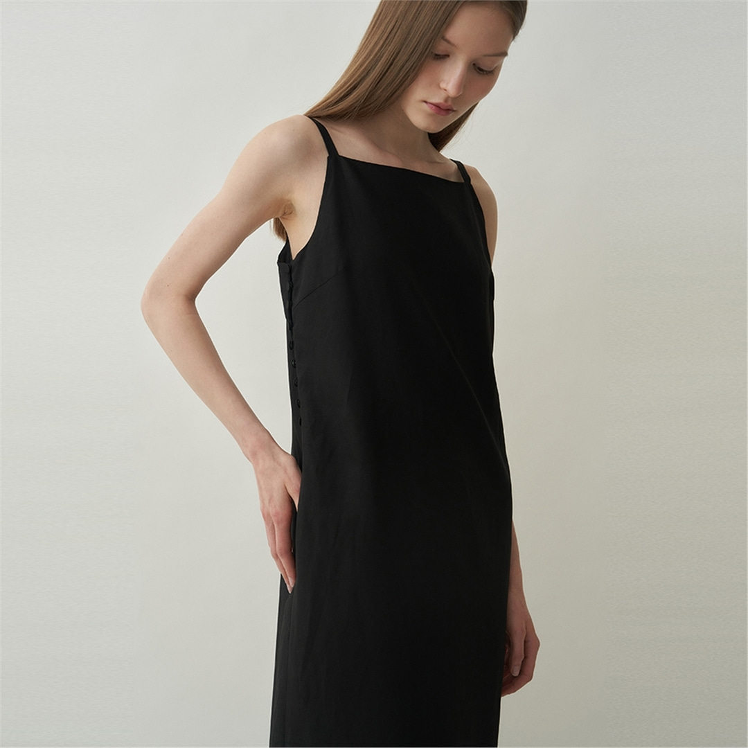 [블랭크03] linen camisole dress (black)