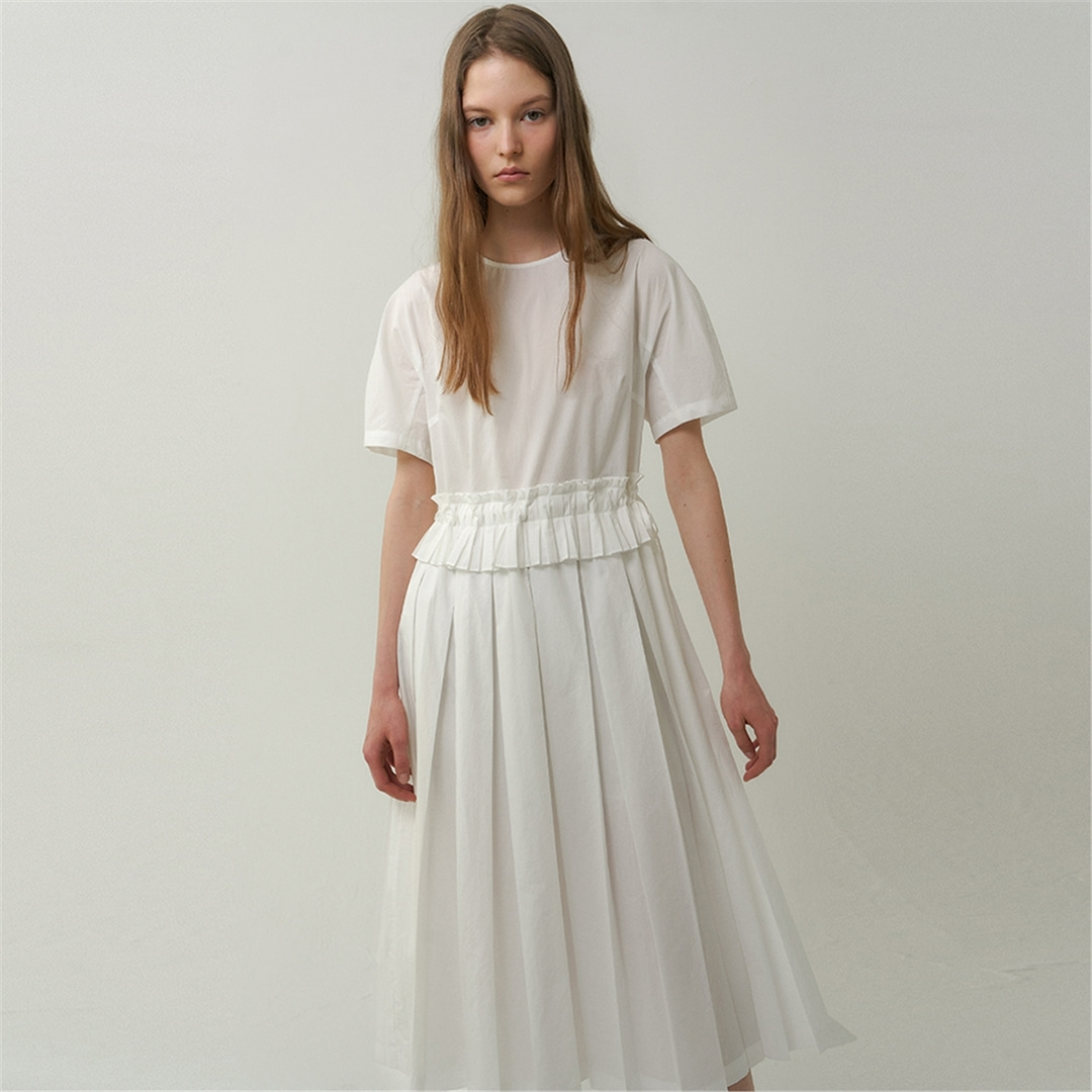 [블랭크03] cotton pleats dress (white)
