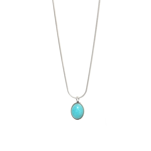 [티오유] Blue green gemstone circle necklace_TS009