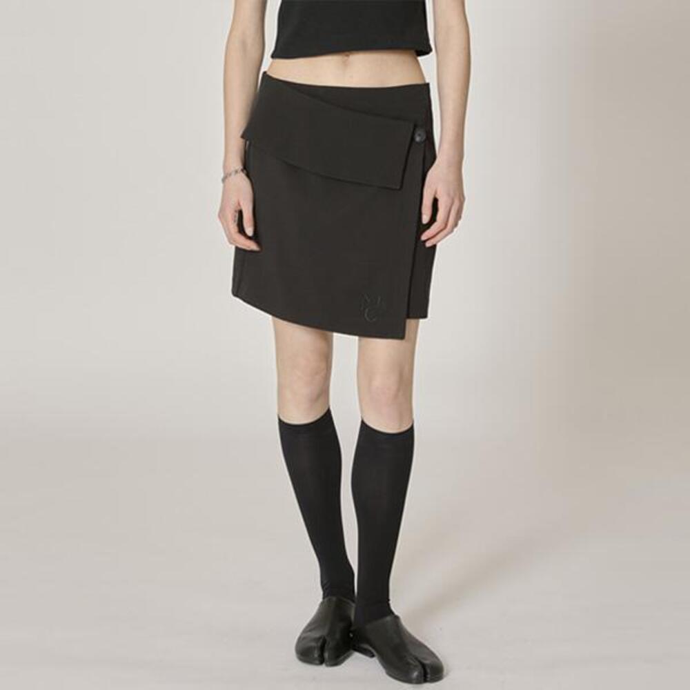 [무아르모아]low rise wrap skirt - black