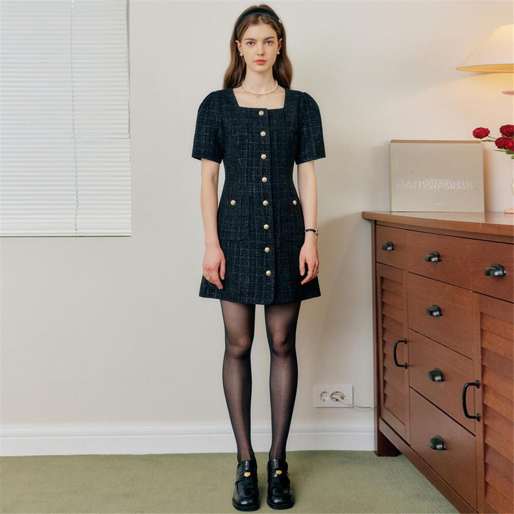 [정상가 248000원][룩캐스트] BLACK ANNA TWEED DRESS