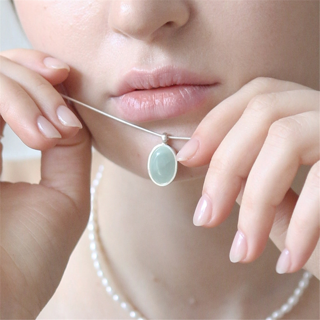 [티오유] Soft round emerald pendant necklace_TNH034_Silver925