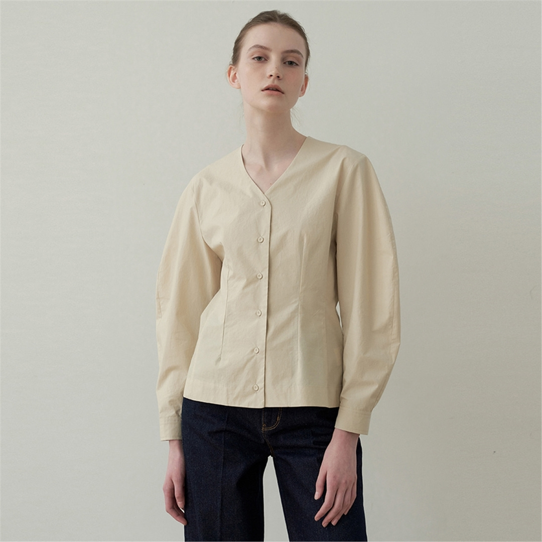 [블랭크03] cotton silhouette blouse_light beige