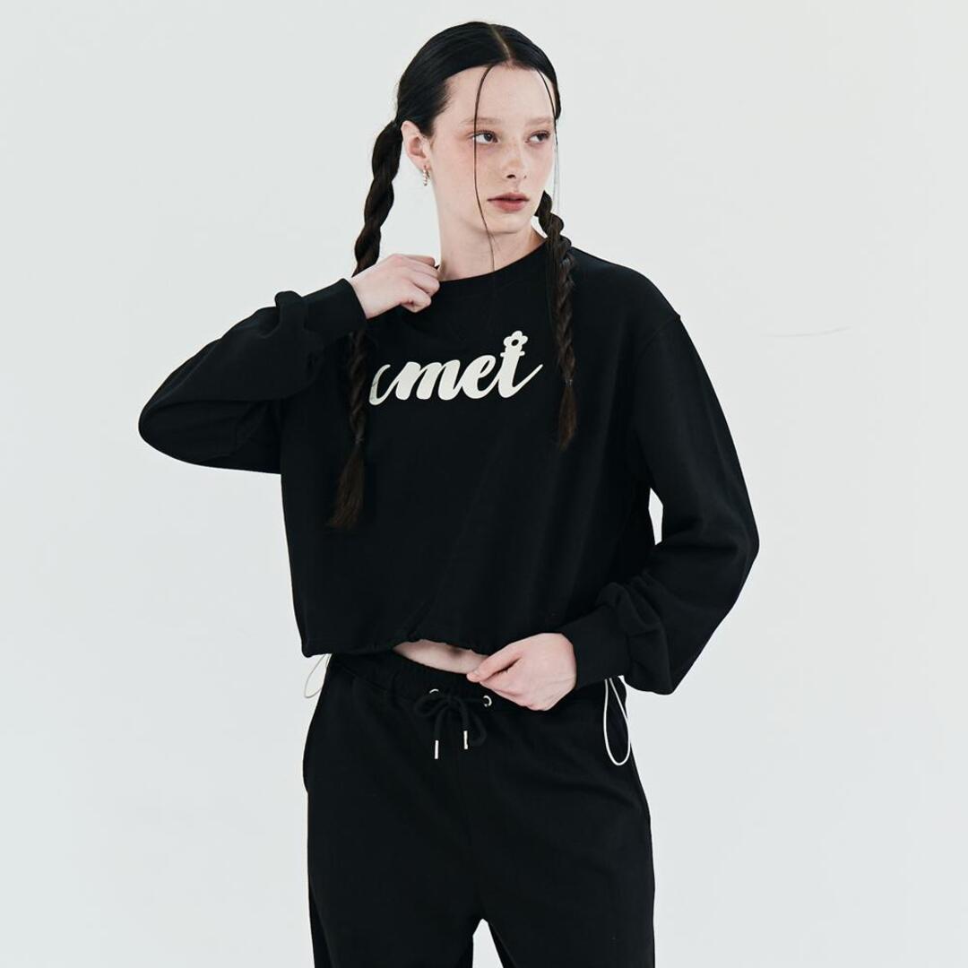 [메타퍼] MET Crop Oversize Sweatshirt Black