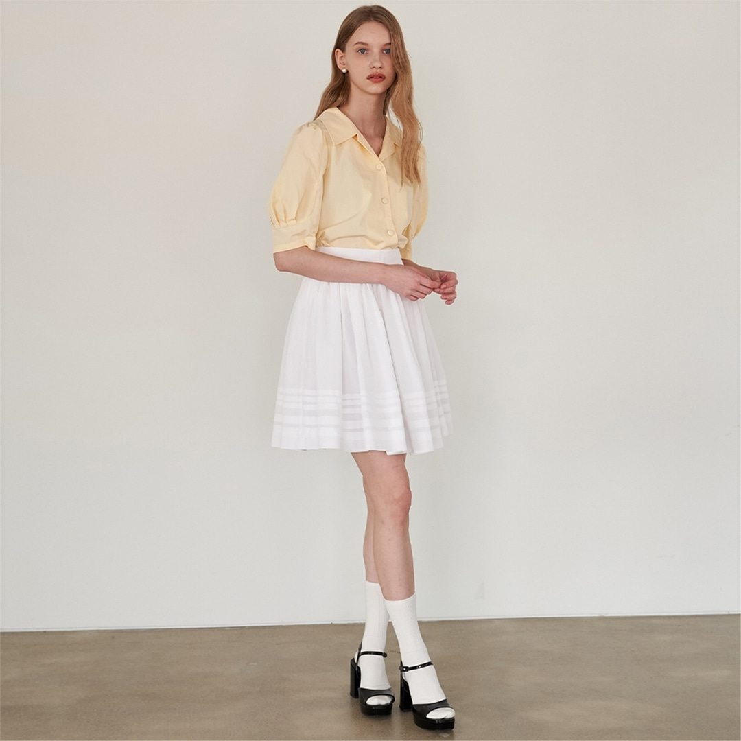 [에프코코로미즈] coco lovely shirring skirt WH