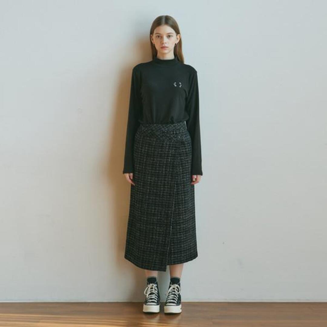 [무아르모아]tweed wrap long skirt-black