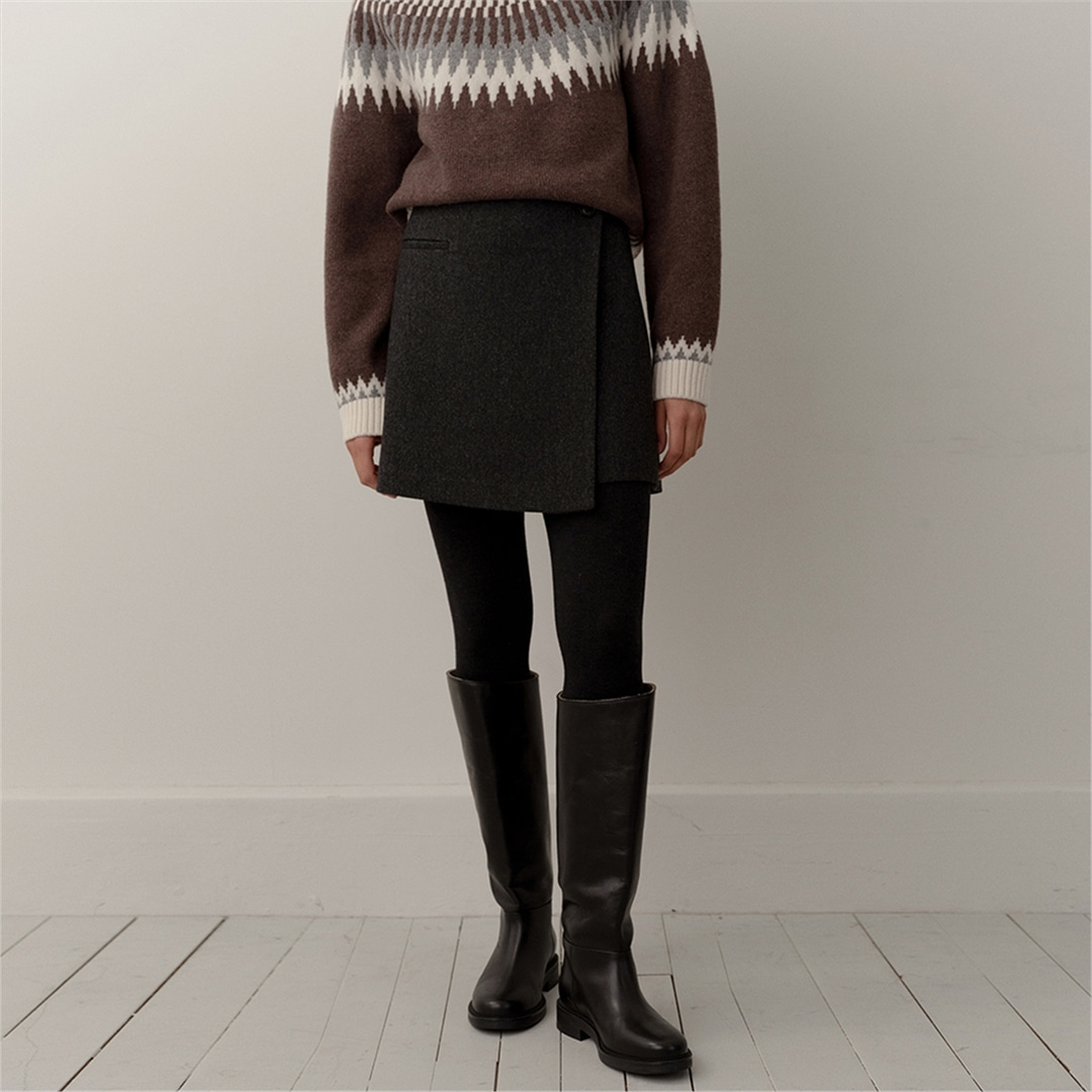 [블랭크03] wool wrap mini skirt (charcoal)