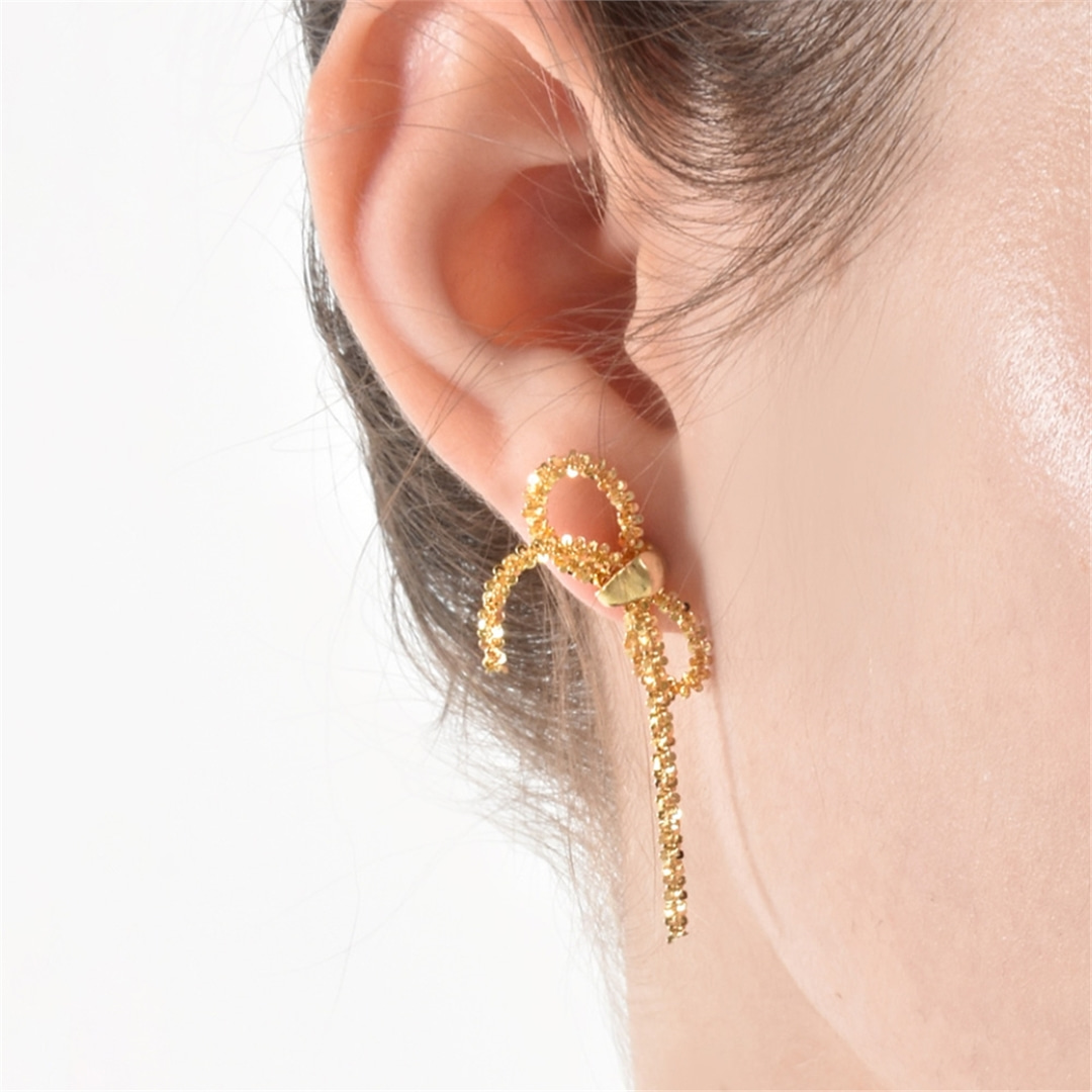 [티오유] Cotton chain ribbon earrings_TP012 [Silver925]
