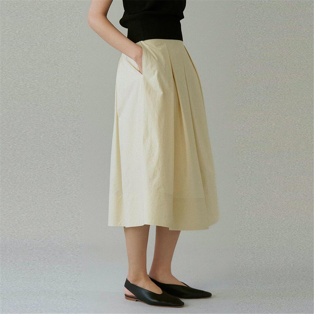 [블랭크03] cotton pleats skirt (butter)