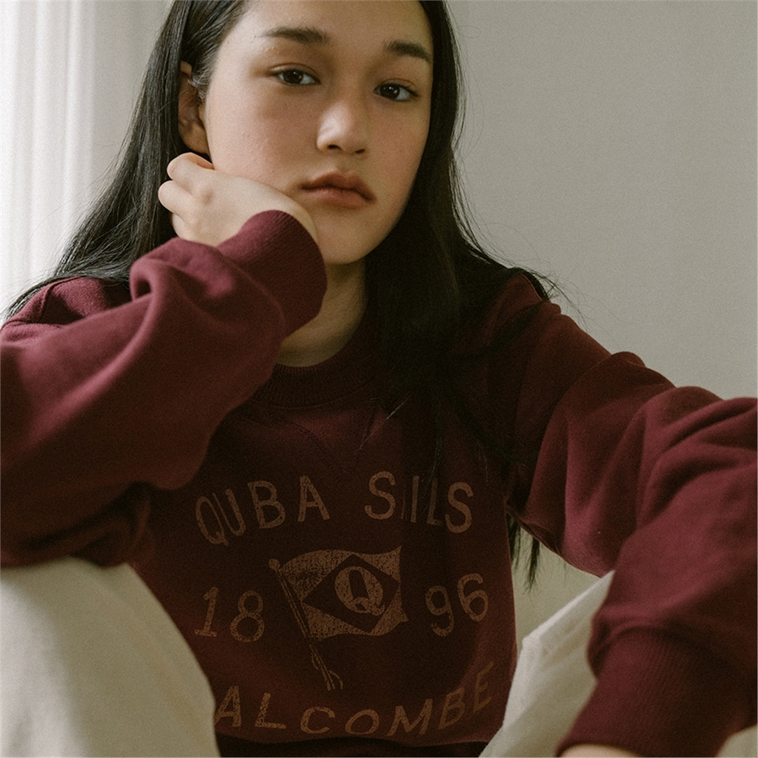 [블랭크03] vintage print sweatshirt (burgundy)