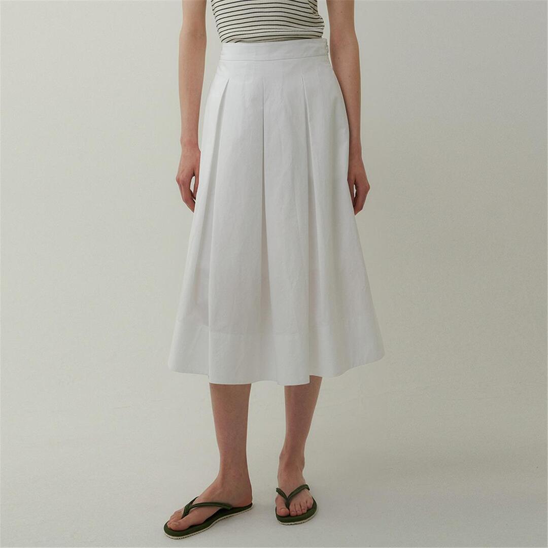 [블랭크03] cotton pleats skirt (white)