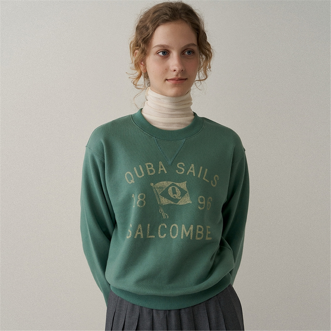 [블랭크03] vintage print sweatshirt (green)