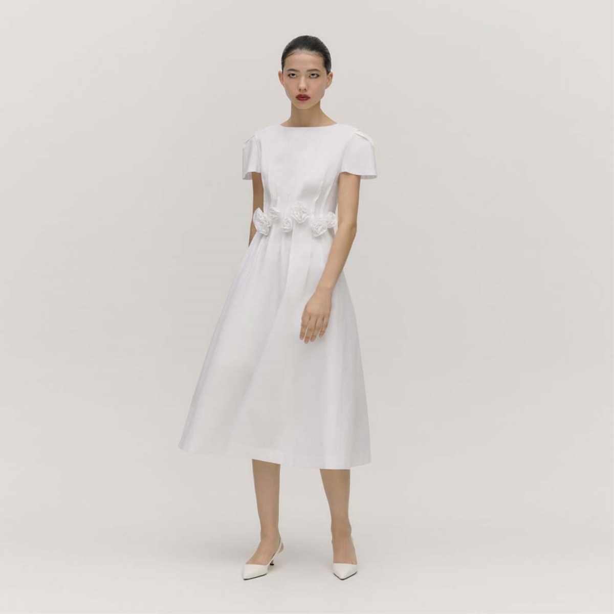 [페이우] Hand Rose Dress (FLAT WHITE)