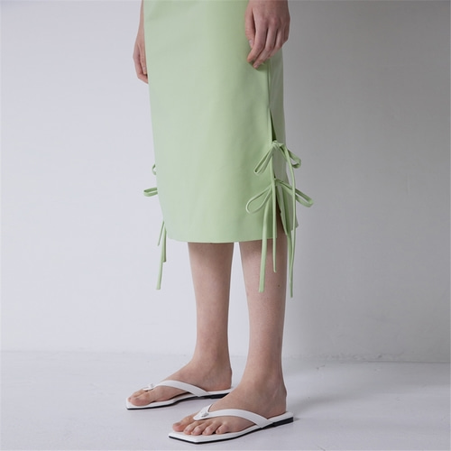 [비먼] ribbon pencil skirt_lime