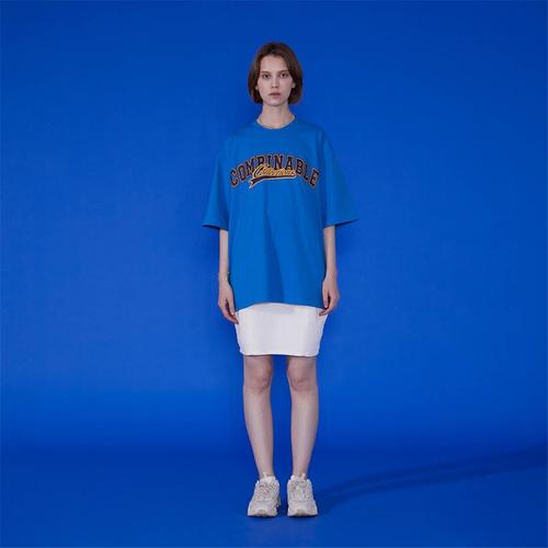 [디어라이프] Combinable Big Logo Short Sleeve T-shirt BLUE
