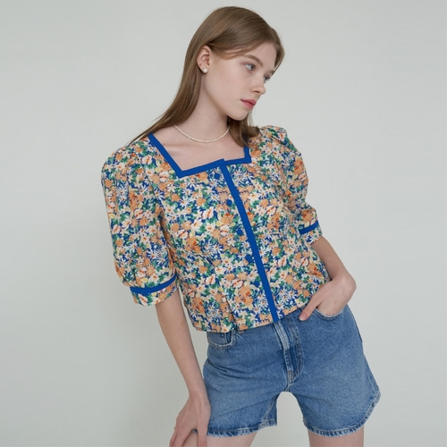 [에프코코로미즈] coco flower square neck blouse BL