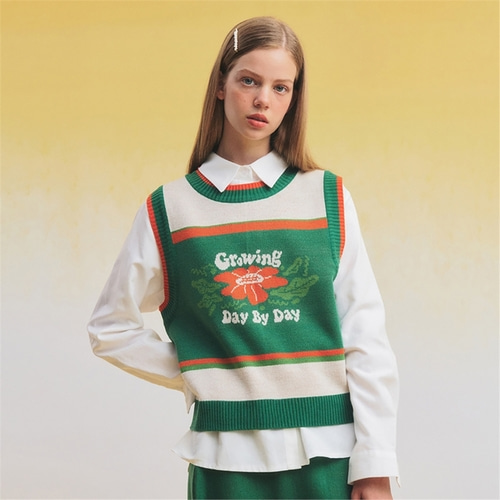 [메인부스] Rafflesia Knit Vest(GREEN)