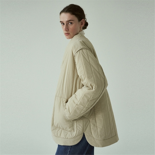 [블랭크03] quilting oversized jacket (light beige)