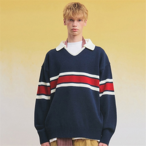 [메인부스] Academy Collor Sweater(NAVY)