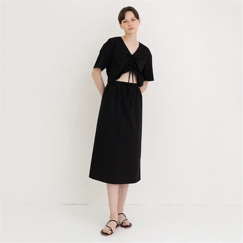[노타] middle string long dress_black