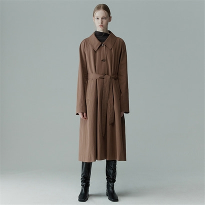 [N][리이] WIDE COLLAR BELTED TRENCH COAT BR