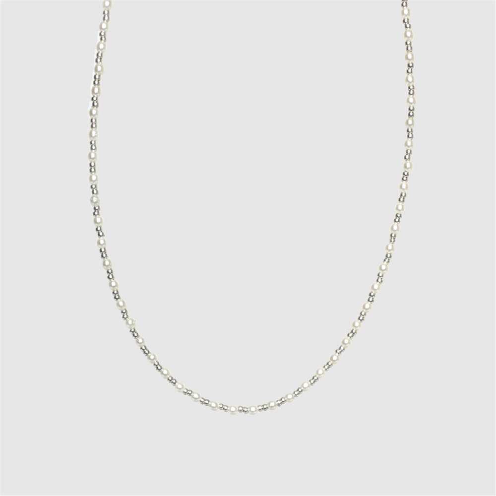 [하스] Silver ball pearl necklace_BF024