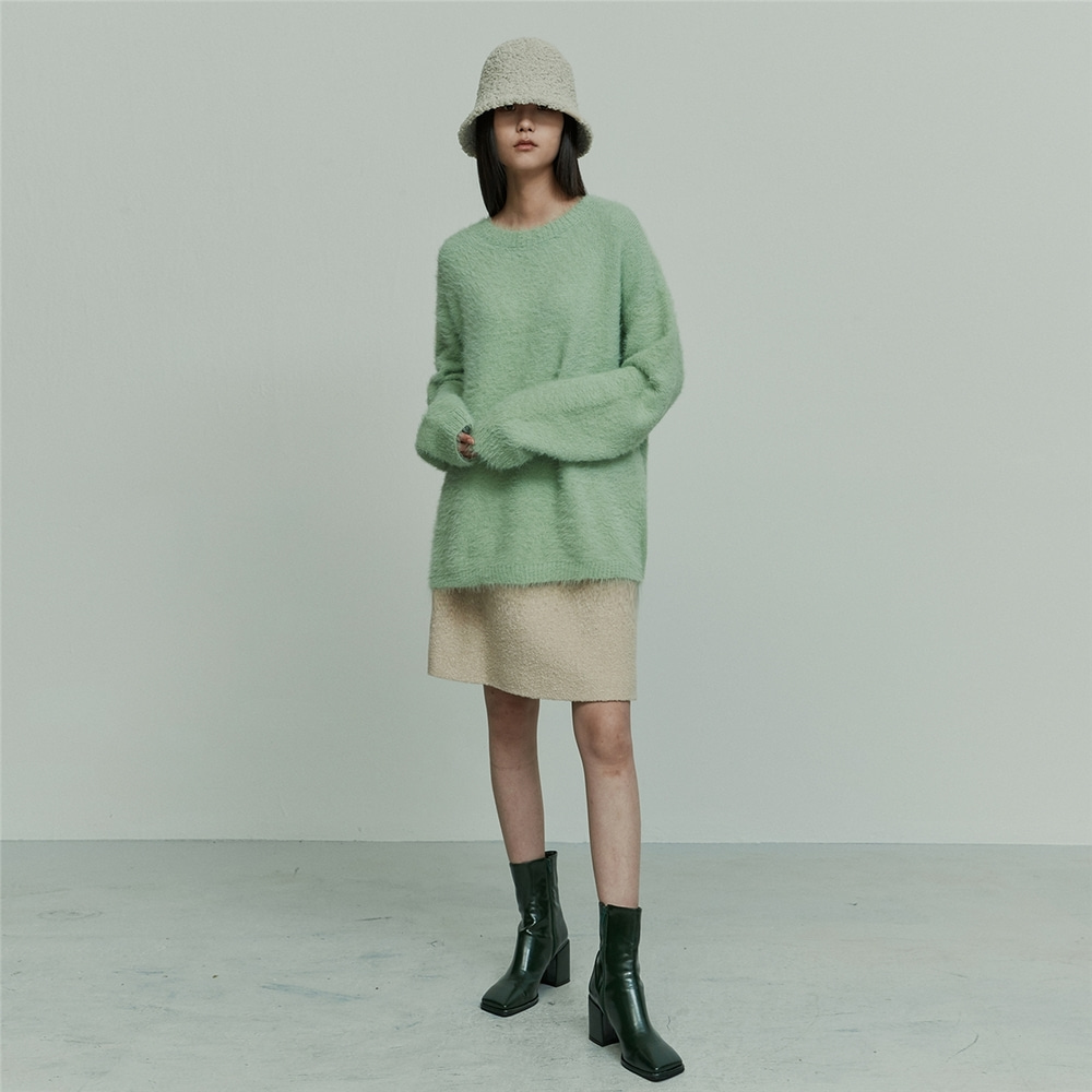 [N][리이] RELAXED FIT KNITTED TOP BUTTER GREEN