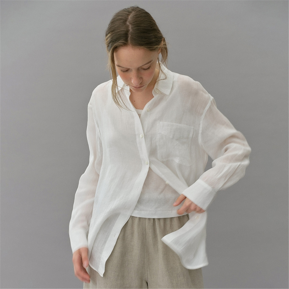 [블랭크03] linen pocket shirt (white)