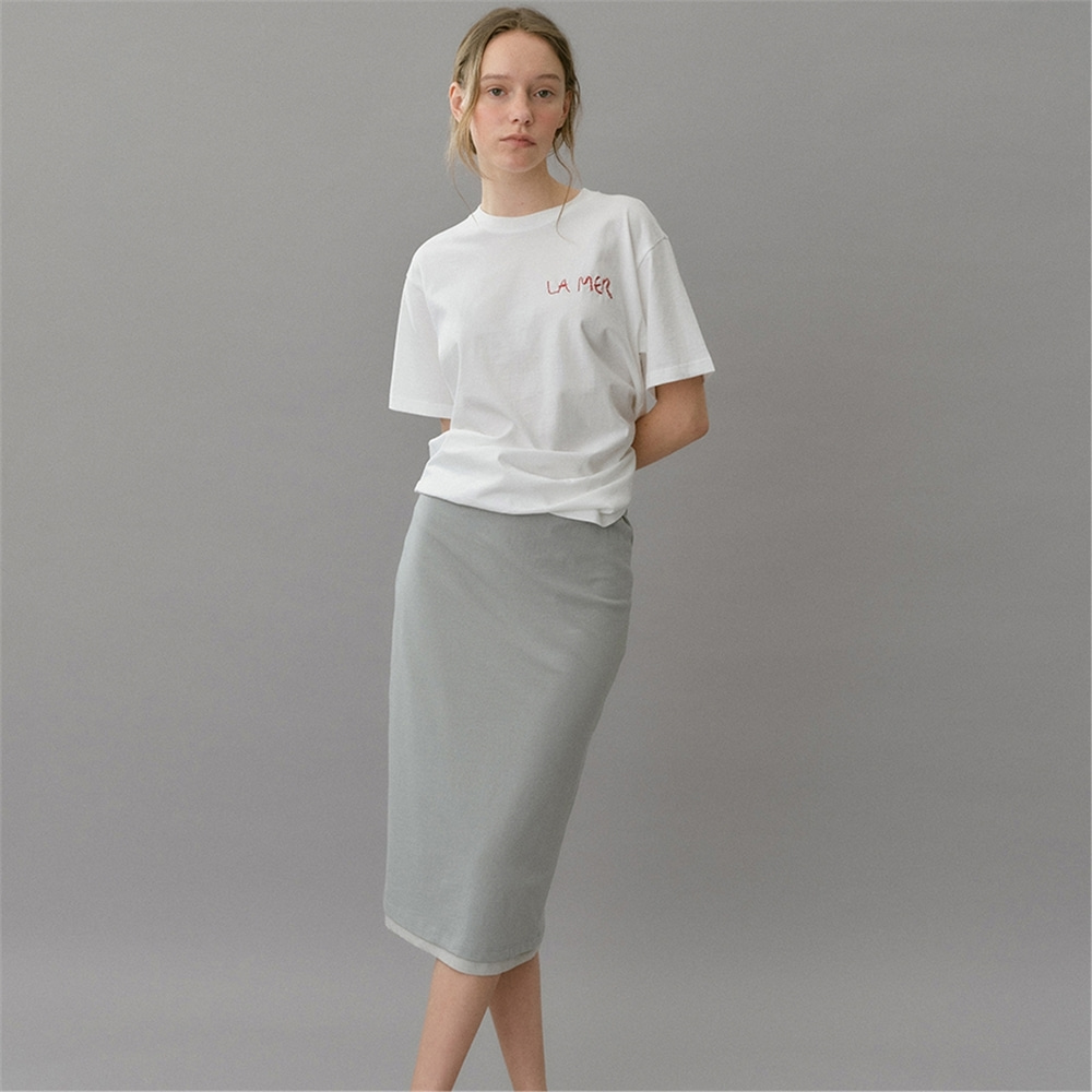 [블랭크03] banding layered jersey skirt (light khaki)