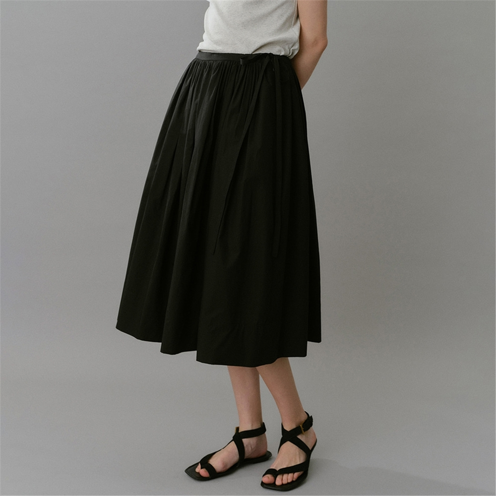 [블랭크03] cotton string skirt (black)