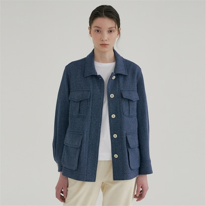 [블랭크03] linen work jacket (blue)