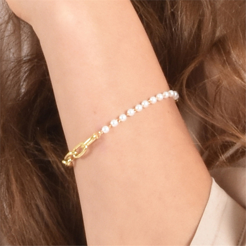 [하스] Two-line chain mix pearl bracelet_HB015