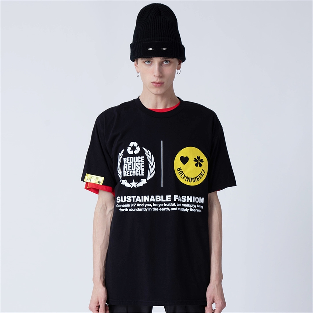 [홀리넘버7] 지속가능한 패션 캠페인 반팔 티셔츠_블랙
